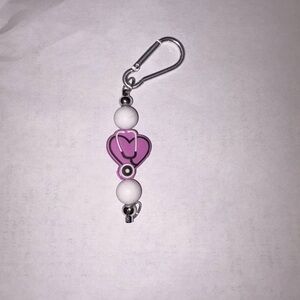 Pink and White Nurse Keychain